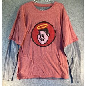 Good Sam Men's T-Shirt Size Medium Red Gray Long Sleeve Cotton Blend Heavyweight